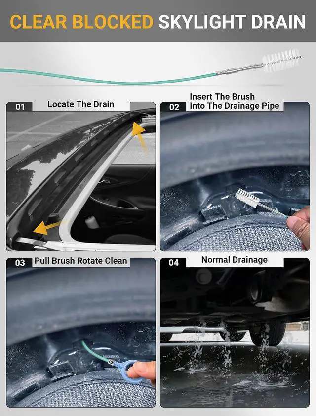Alt view image 2 of 7 - SARDVISA 78-Inch Sunroof Drain Cleaning Brush, Flexible Tube Cleaner | Flexible 78-Inch Brush Reaches Curved Drain Tubes to Remove Dirt and Debris from Sunroofs, Doors, Wipers and Narrow Pipes