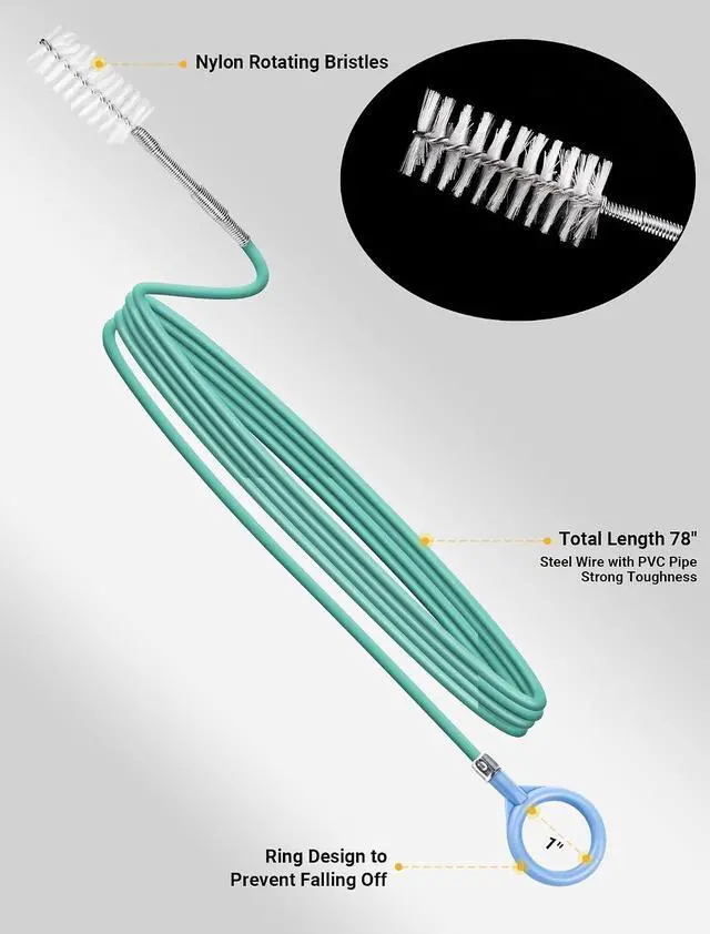 Alt view image 4 of 7 - SARDVISA 78-Inch Sunroof Drain Cleaning Brush, Flexible Tube Cleaner | Flexible 78-Inch Brush Reaches Curved Drain Tubes to Remove Dirt and Debris from Sunroofs, Doors, Wipers and Narrow Pipes