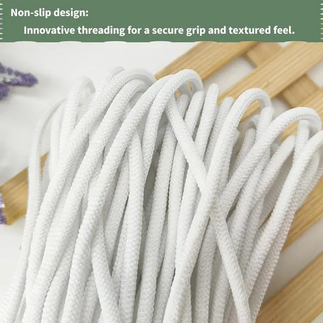 Alt view image 5 of 7 - White 4mm Elastic Cord 15 Yards Round Stretch Rope for Sewing | 5/32" smooth non-slip elastic string.Great for jewelry bracelets,drawstrings,edge binding,bags and DIY sewing crafts