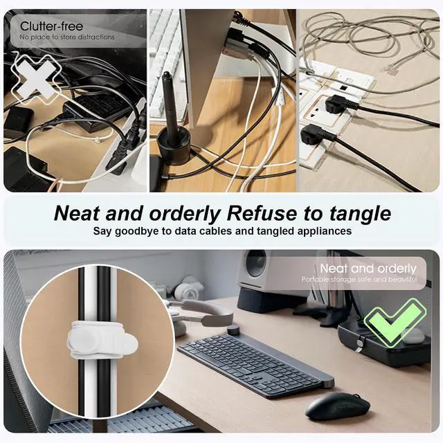 Alt view image 5 of 6 - Silicone Cable Ties, Cord Organizer Cable Management, Black White | Reusable Cord Ties for Electronics, Office Desk Accessories, Home Travel Essentials, Easy to Use, 4.2 Inch-16 Pack