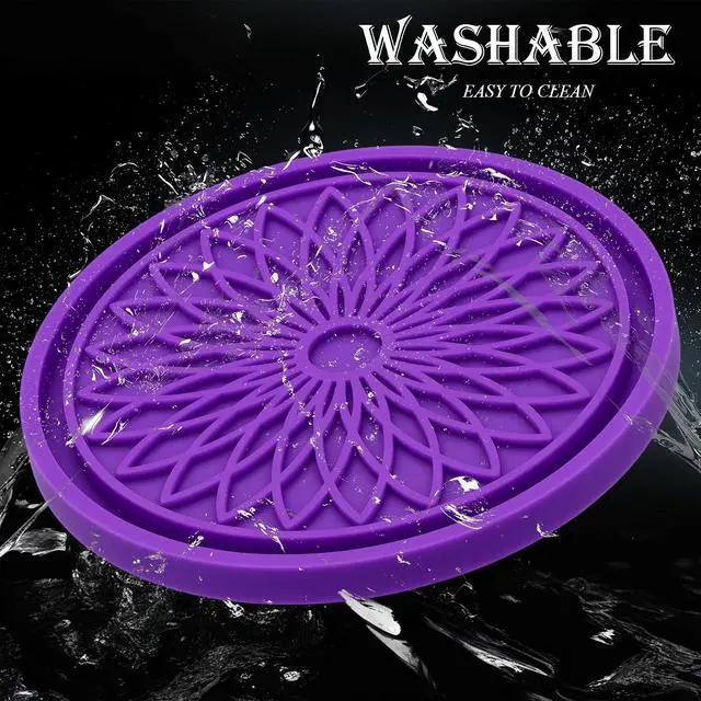 Alt view image 5 of 7 - 2-Pack Car Cup Holder Coaster Inserts, 2.75 Inch Non-Slip Silicone Liners, Shockproof Drink Holder Mat for Women Men, Universal Fit for Most Vehicles (Purple)