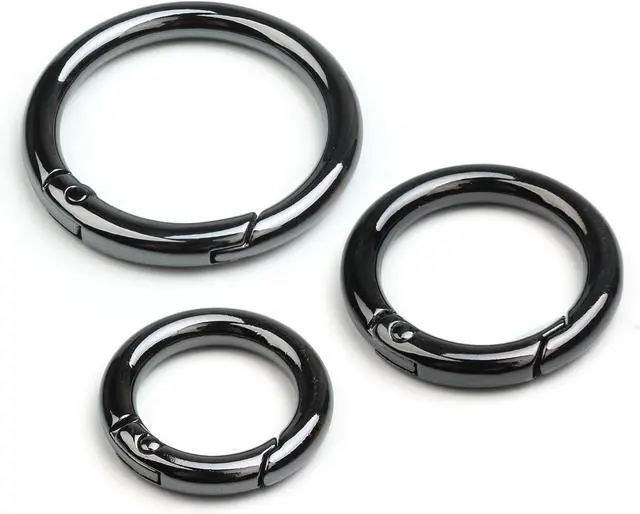 Main image of Jiesinlov 6Pack Spring O-Rings,Round Keychain Clips Snap Hook Buckle,Key Ring for Replacement Purse Hardware,Carabiner for Keys,Three Diameter Size (Gunmetal)