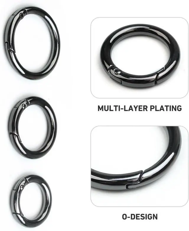 Alt view image 3 of 6 - Jiesinlov 6Pack Spring O-Rings,Round Keychain Clips Snap Hook Buckle,Key Ring for Replacement Purse Hardware,Carabiner for Keys,Three Diameter Size (Gunmetal)