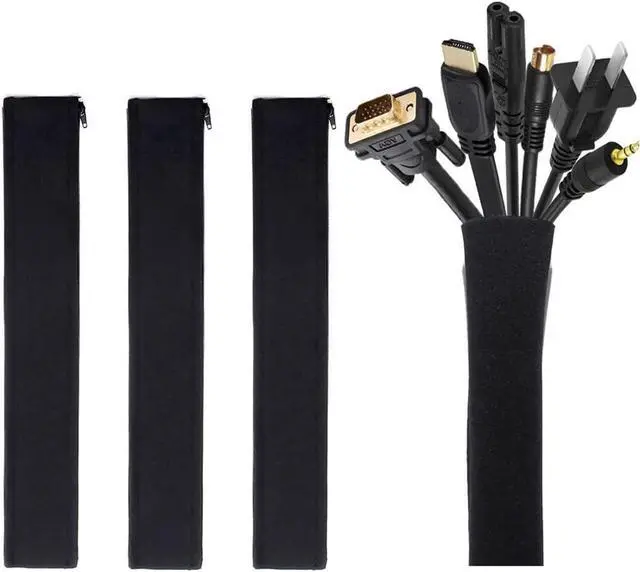 Main image of JOTO 4 Pack Cable Management Sleeve 19-20 Inches -Black | Cord Organizer System with Zipper for TV Computer Office Home Entertainment, Flexible Wrap Cover Wire Hider System