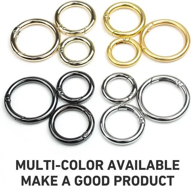 Alt view image 6 of 6 - Jiesinlov 6Pack Spring O-Rings,Round Keychain Clips Snap Hook Buckle,Key Ring for Replacement Purse Hardware,Carabiner for Keys,Three Diameter Size (Gunmetal)