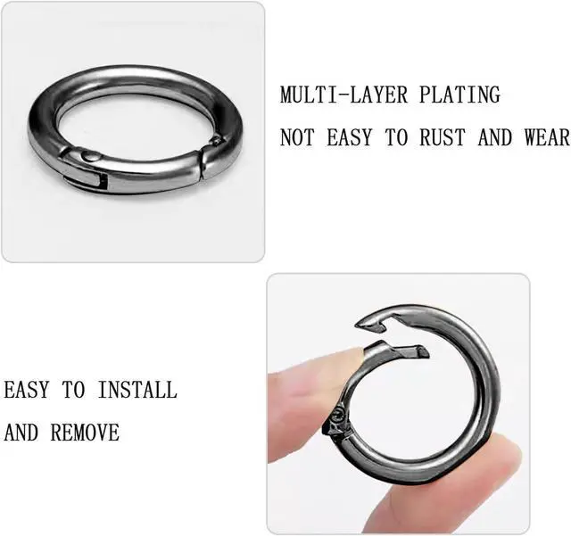 Alt view image 5 of 6 - Jiesinlov 6Pack Spring O-Rings,Round Keychain Clips Snap Hook Buckle,Key Ring for Replacement Purse Hardware,Carabiner for Keys,Three Diameter Size (Gunmetal)