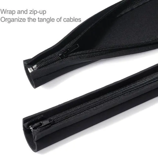 Alt view image 3 of 7 - JOTO 4 Pack Cable Management Sleeve 19-20 Inches -Black | Cord Organizer System with Zipper for TV Computer Office Home Entertainment, Flexible Wrap Cover Wire Hider System
