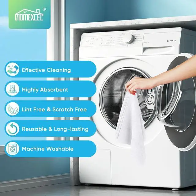 Alt view image 6 of 6 - HOMEXCEL White Microfiber Cleaning Cloth 10 PK, Towels for Cars and Shop | Lint Free Cleaning Rags for House, Garage, Kitchen, Car Detailing, Shop Towels Bulk Scratch-Free, Absorbent, 11.5"X 11.5"