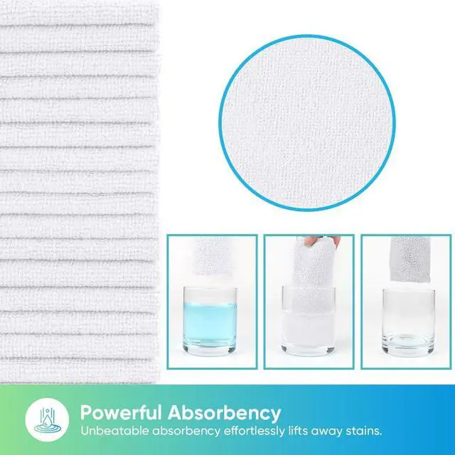 Alt view image 3 of 6 - HOMEXCEL White Microfiber Cleaning Cloth 10 PK, Towels for Cars and Shop | Lint Free Cleaning Rags for House, Garage, Kitchen, Car Detailing, Shop Towels Bulk Scratch-Free, Absorbent, 11.5"X 11.5"