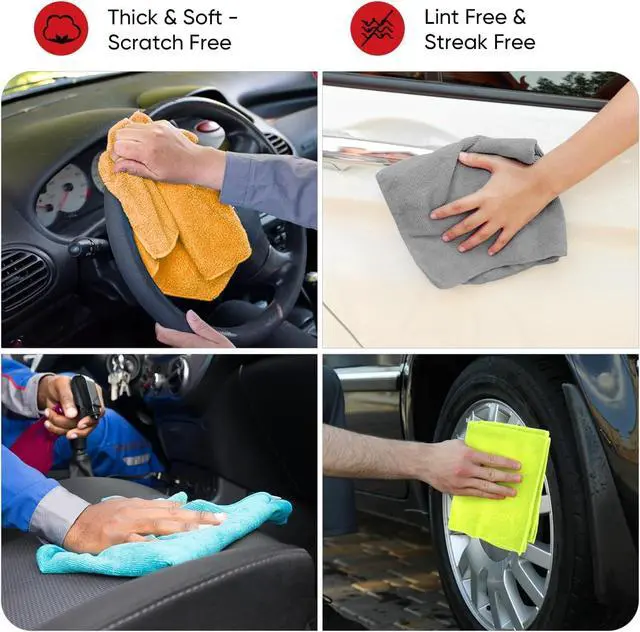 Alt view image 3 of 7 - AIDEA Microfiber Cleaning Cloth 5 Pack, Microfiber Towels for Cars, Soft & Absorbent Cleaning Rags, Premium Lint Free Shop Towels for House, Kitchen, Car, 12inx16in
