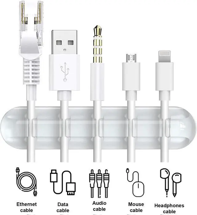Alt view image 3 of 7 - INCHOR Cord Organizer, Clear Cable Clips Cable Management, Cable Organizers USB Cable Holder Wire Organizer Cord Clips, 2 Packs Cord Holder for Desk Car Home and Office (5, 3 Slots)