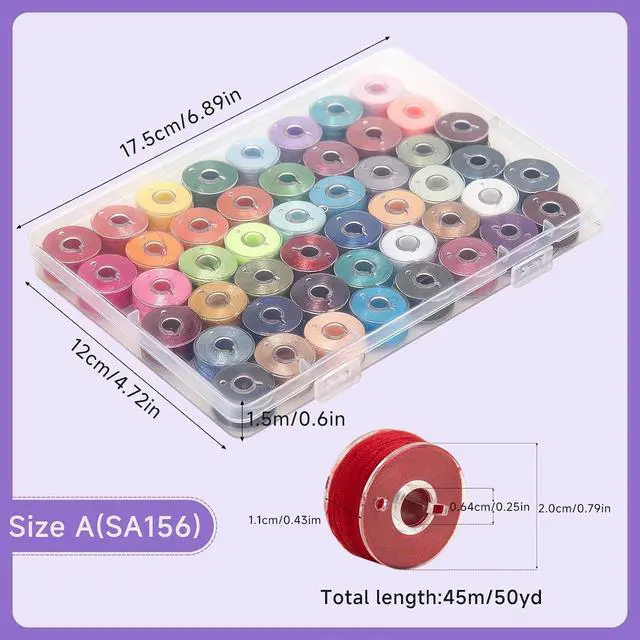 Alt view image 2 of 7 - 48 Pcs Bobbins 48 Assorted Colors Pre-Wound Sewing Threads (Colorful) | Embroidery Thread Bobbins Set for Babylock Singer Janome Brother Sewing Machine