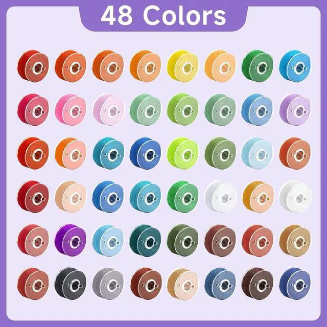 Alt view image 3 of 7 - 48 Pcs Bobbins 48 Assorted Colors Pre-Wound Sewing Threads (Colorful) | Embroidery Thread Bobbins Set for Babylock Singer Janome Brother Sewing Machine