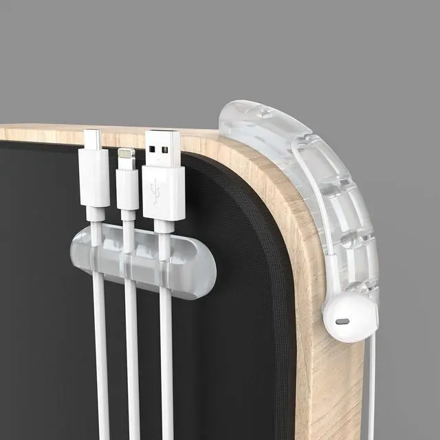 Alt view image 6 of 7 - INCHOR Cord Organizer, Clear Cable Clips Cable Management, Cable Organizers USB Cable Holder Wire Organizer Cord Clips, 2 Packs Cord Holder for Desk Car Home and Office (5, 3 Slots)