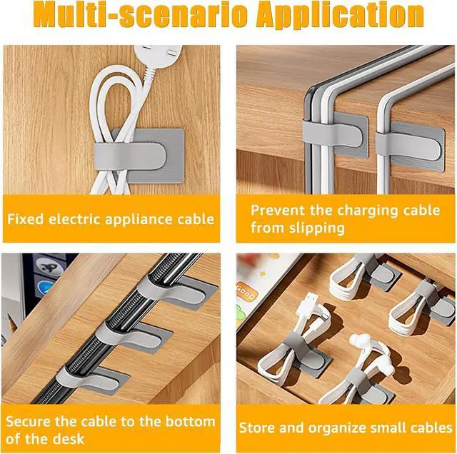 Alt view image 6 of 7 - 80PCS Hook and Loop Cable Straps, Cable Management Under Desk, Adhesive Cable Ties, Reusable Wire Organizers for Cords, Cords Management, Computer Accessories for Desk, Home Office Essentials, Black