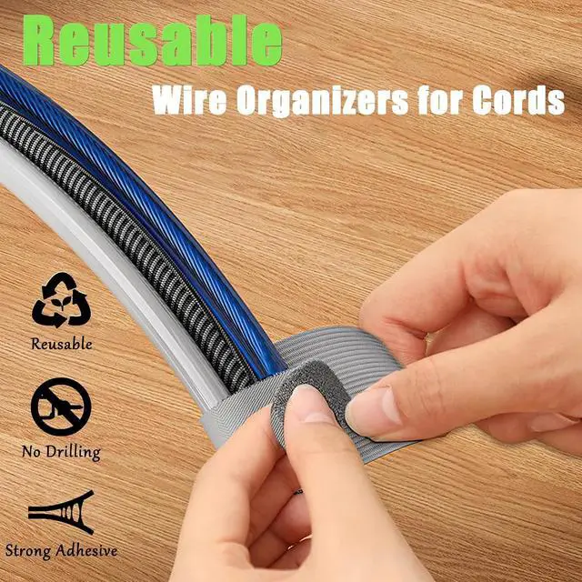 Alt view image 2 of 7 - 80PCS Hook and Loop Cable Straps, Cable Management Under Desk, Adhesive Cable Ties, Reusable Wire Organizers for Cords, Cords Management, Computer Accessories for Desk, Home Office Essentials, Black
