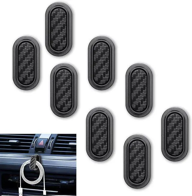 Main image of 4PCS Car Mini Hooks, Car Dashboard Hook, Multifunctional Auto Backseat Hangers, Vehicle Interior Accessories Car Sticker Hooks for Key, Mask, Earphone, Charging Cable, Black