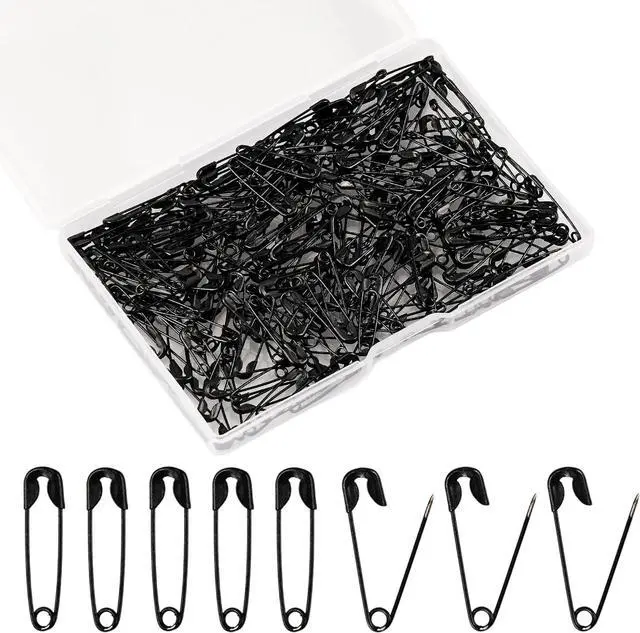 Main image of 200 Pcs 19mm Mini Safety Pins Bulk Rust-Resistant for Clothes Sewing Arts Craft Costume Handicrafts Jewelry Making (Black)