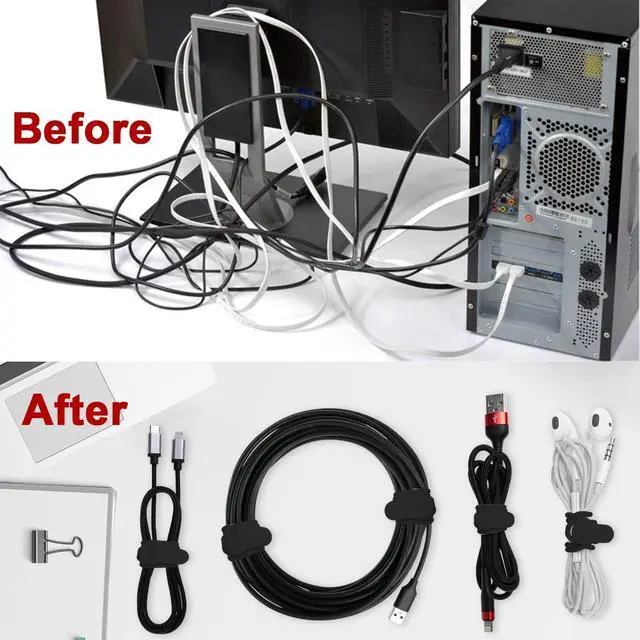 Alt view image 5 of 6 - Silicone Cable Ties, Cord Organizer Cable Management(16Pcs-Black) | Reusable Cord Ties for Electronics, Office Desk Accessories, Home Travel Essentials, Easy to Use, 4.2 Inch