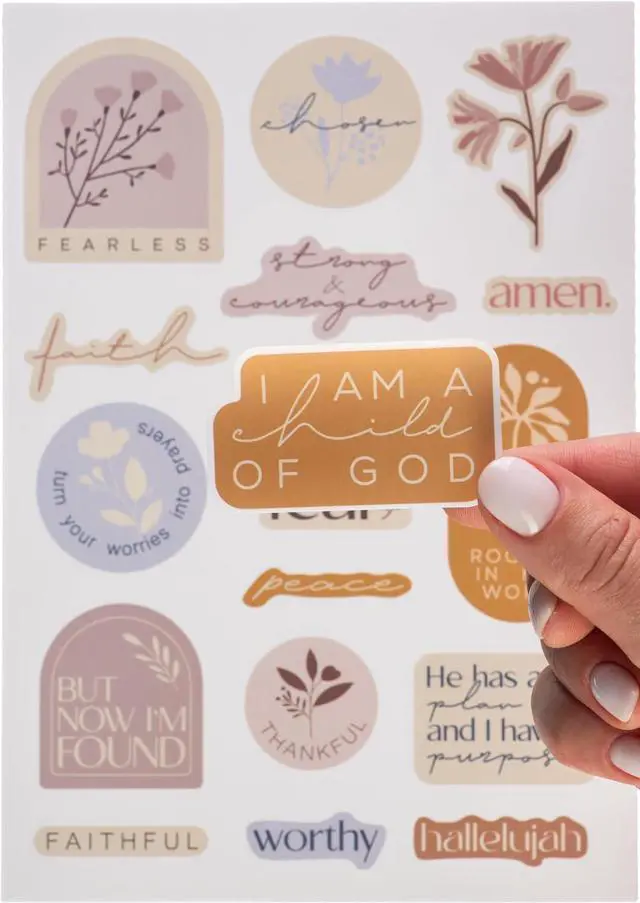 Main image of DiverseBee Inspirational Christian Stickers, 88pcs Vinyl Pack (Fearless) | Motivational Jesus Bible Stickers for Water Bottles, Laptops, Waterproof Faith Decals, Religious Gifts for Women, Men, Kids