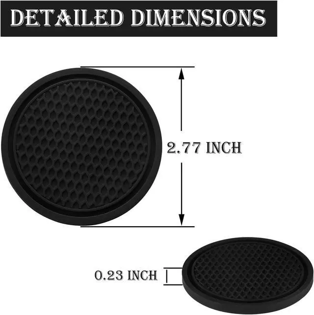 Alt view image 2 of 6 - SINGARO Car Cup Coaster, 4PCS Universal Non-Slip Cup Holders Embedded in Ornaments Coaster, Car Interior Accessories, Black