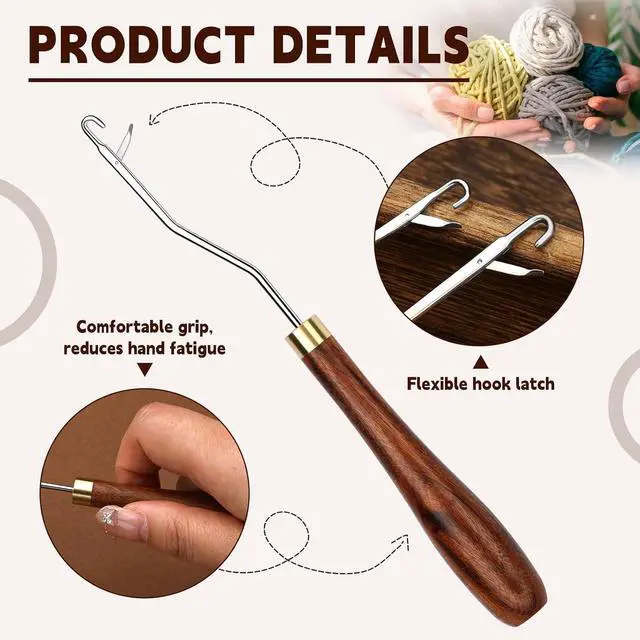 Alt view image 3 of 7 - BALDCC 5 Size Latch Hook, Crochet Hooks for Hair, Latch Hook Kit | Crochet Needles for Hair , Crochet Hooks for Hair , Rug Hook for Rug Making, Braiding, and Crochet Craft