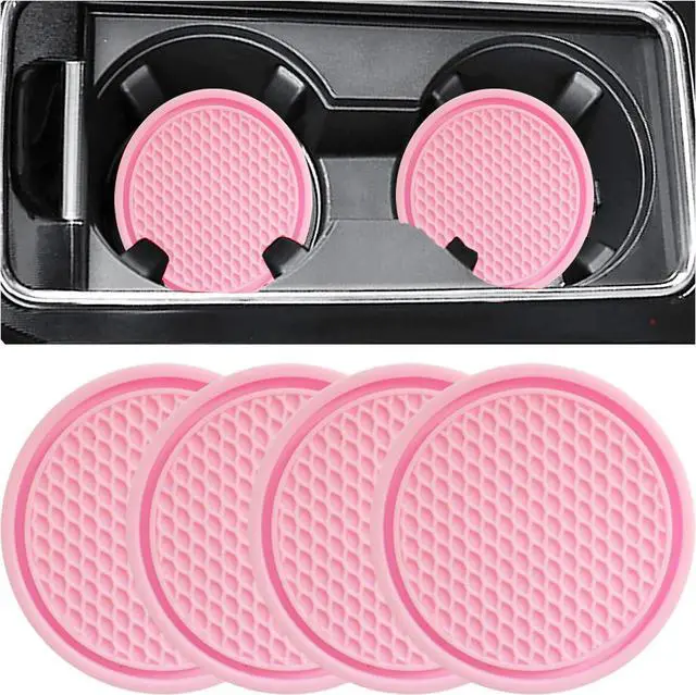 Main image of ZSDY Car Cup Coaster, 4PCS Universal Auto Non-Slip Cup Holder Embedded in Ornaments Coaster, Car Interior Accessories Sets, Pink