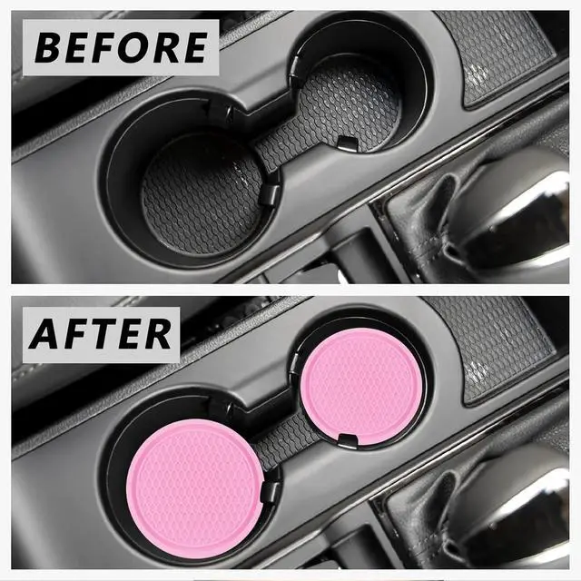 Alt view image 3 of 7 - ZSDY Car Cup Coaster, 4PCS Universal Auto Non-Slip Cup Holder Embedded in Ornaments Coaster, Car Interior Accessories Sets, Pink