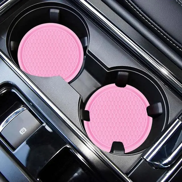 Alt view image 4 of 7 - ZSDY Car Cup Coaster, 4PCS Universal Auto Non-Slip Cup Holder Embedded in Ornaments Coaster, Car Interior Accessories Sets, Pink