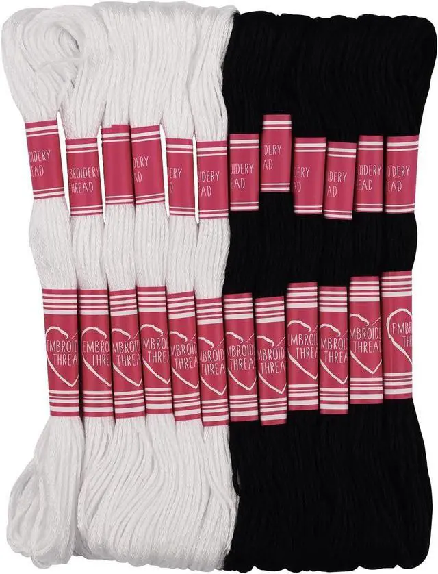 Main image of Friendship Bracelet String 12 Skeins, Embroidery Floss Cross Stitch Embroidery Thread Floss Bracelet Making Yarn, Craft Floss (Black and White)