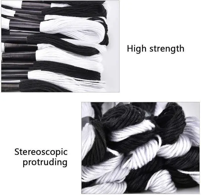 Alt view image 3 of 6 - Friendship Bracelet String 12 Skeins, Embroidery Floss Cross Stitch Embroidery Thread Floss Bracelet Making Yarn, Craft Floss (Black and White)