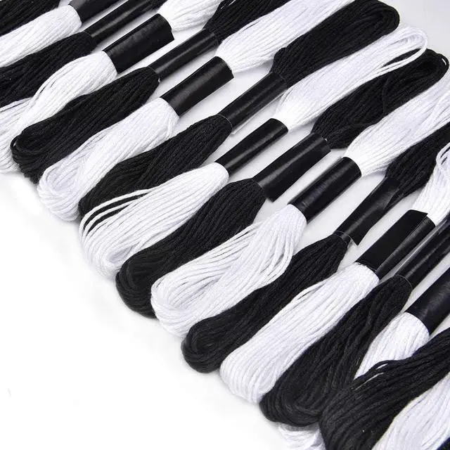 Alt view image 4 of 6 - Friendship Bracelet String 12 Skeins, Embroidery Floss Cross Stitch Embroidery Thread Floss Bracelet Making Yarn, Craft Floss (Black and White)