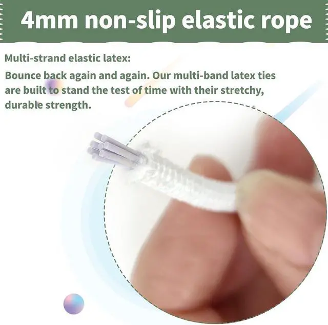 Alt view image 4 of 7 - White 4mm Elastic Cord 15 Yards Round Stretch Rope for Sewing | 5/32" smooth non-slip elastic string.Great for jewelry bracelets,drawstrings,edge binding,bags and DIY sewing crafts