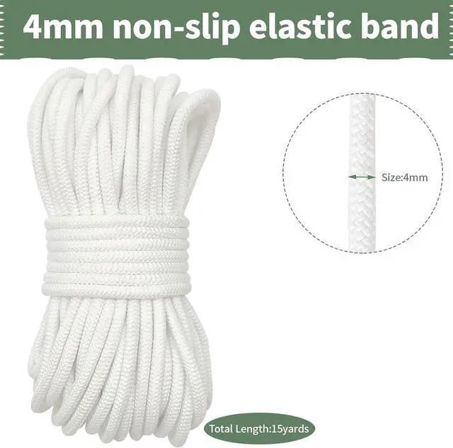 Alt view image 2 of 7 - White 4mm Elastic Cord 15 Yards Round Stretch Rope for Sewing | 5/32" smooth non-slip elastic string.Great for jewelry bracelets,drawstrings,edge binding,bags and DIY sewing crafts