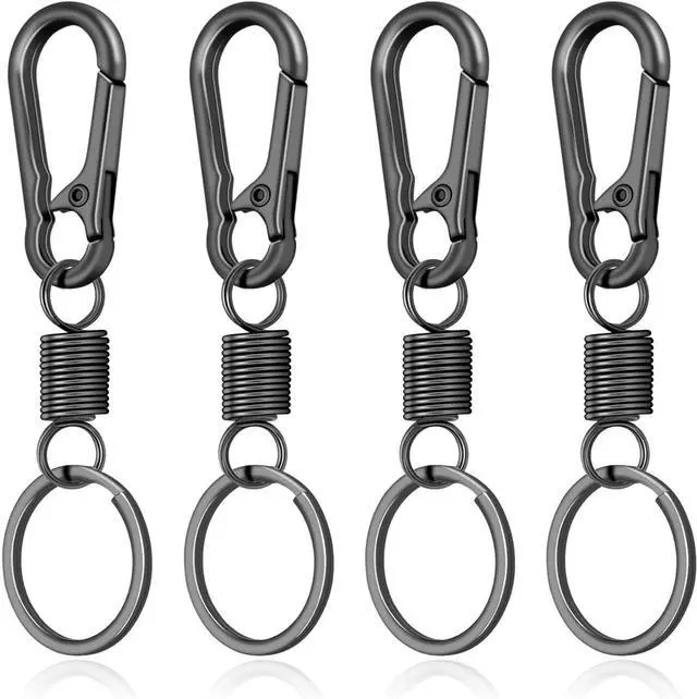 Main image of 4Pack Small Carabiner Keychain, Spring Keyring Holder Organizer Clips, Metal Snap Hook Clip for Car Key Chain, Keyrings Holder, Purse Hook, Paracord Keychain Lanyard, Men and Women Key Fob (Black)