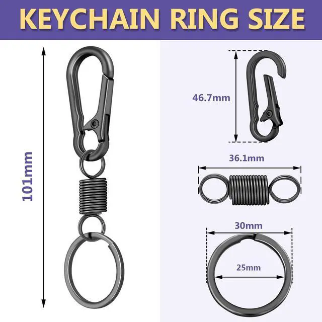 Alt view image 2 of 6 - 4Pack Small Carabiner Keychain, Spring Keyring Holder Organizer Clips, Metal Snap Hook Clip for Car Key Chain, Keyrings Holder, Purse Hook, Paracord Keychain Lanyard, Men and Women Key Fob (Black)