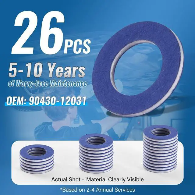 Alt view image 2 of 7 - 90430-12031 (26PCS) Oil Drain Plug Gasket Washer, Premium Durable Aluminum Crush Washer - Leak-Proof OEM Replacement Fits Toyota/Lexus/Scion