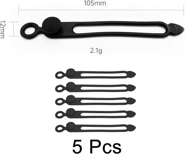 Alt view image 2 of 7 - TENOC Silicone Cable Ties 5 Pcs Black Reusable Cable Holder Elastic Cord Straps Flexible Wire Organizer for Phone Tablet Charging Cable and Headset or Others