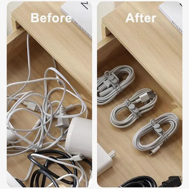 Alt view image 5 of 7 - TENOC Silicone Cable Ties 5 Pcs Black Reusable Cable Holder Elastic Cord Straps Flexible Wire Organizer for Phone Tablet Charging Cable and Headset or Others