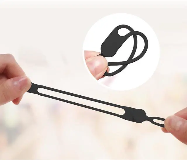 Alt view image 7 of 7 - TENOC Silicone Cable Ties 5 Pcs Black Reusable Cable Holder Elastic Cord Straps Flexible Wire Organizer for Phone Tablet Charging Cable and Headset or Others