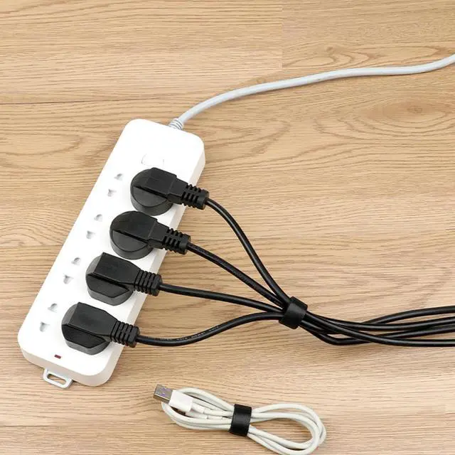 Alt view image 5 of 6 - TENOC Reusable Hook and Loop Cable Tie Tool, Adjustable Cable Organizer Tape Cord Wrap for Home, Office, Wire Bundling, Hook and Loop Tape, Manage Wire Straps, Black (2/5 In x 9.8 Ft x 1 Roll)