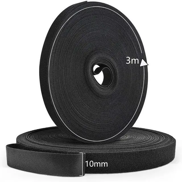 Alt view image 2 of 6 - TENOC Reusable Hook and Loop Cable Tie Tool, Adjustable Cable Organizer Tape Cord Wrap for Home, Office, Wire Bundling, Hook and Loop Tape, Manage Wire Straps, Black (2/5 In x 9.8 Ft x 1 Roll)