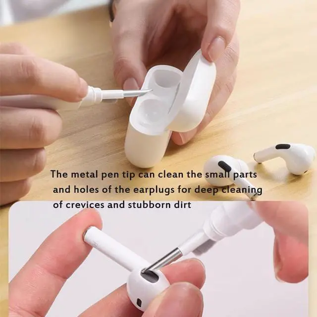 Alt view image 3 of 7 - Cleaner Kit for Airpods,Earbuds Cleaning kit for Airpods Pro 1 2 3, Multi-Function Cleaning Tool with Brush for Wireless Earphones Bluetooth Headphones Camera and iPhone(White)