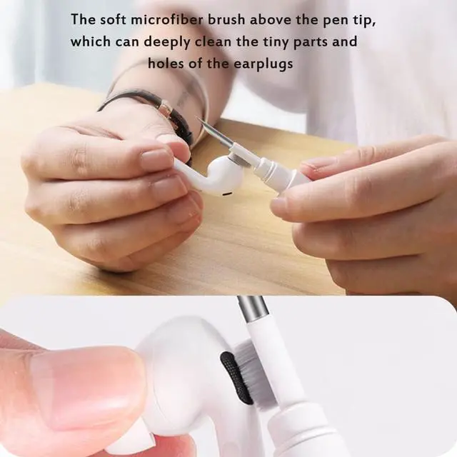 Alt view image 4 of 7 - Cleaner Kit for Airpods,Earbuds Cleaning kit for Airpods Pro 1 2 3, Multi-Function Cleaning Tool with Brush for Wireless Earphones Bluetooth Headphones Camera and iPhone(White)