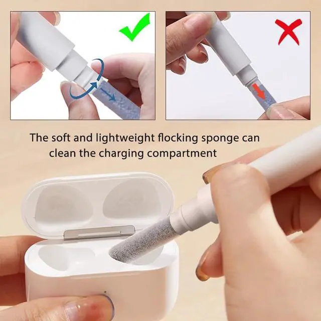 Alt view image 5 of 7 - Cleaner Kit for Airpods,Earbuds Cleaning kit for Airpods Pro 1 2 3, Multi-Function Cleaning Tool with Brush for Wireless Earphones Bluetooth Headphones Camera and iPhone(White)
