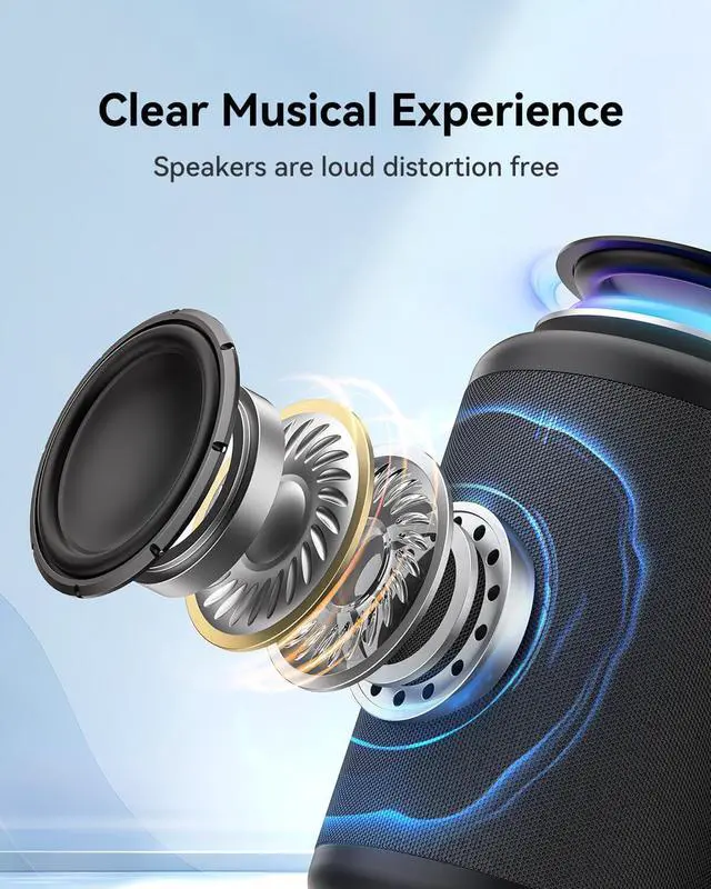 Alt view image 2 of 6 - LENRUE Small Portable Bluetooth Speaker with Lights, TWS Stereo Surround Sound, Type C Powered, Bluetooth 5.3, AUX TF Card Input, Wireless for Outdoor Home, Coolest Gifts