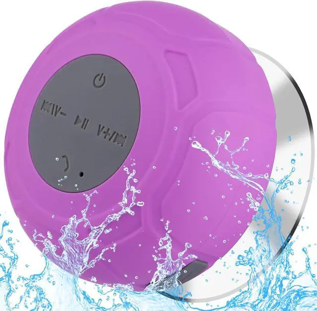 Main image of Bluetooth Shower Speaker Waterproof Portable Wireless Water-Resistant Speaker Suction Cup,Built-in Mic Speakerphone for iPhone Phone Tablet Bathroom Kitchen - Purple
