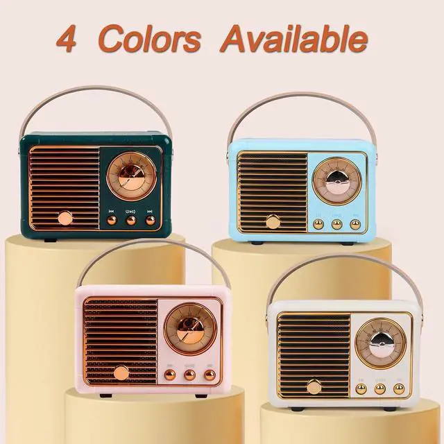 Alt view image 2 of 7 - Mini Retro Bluetooth Speaker, Retro Style Vintage Decor, Portable Wireless Bluetooth Speaker, Vintage Cute Old Fashion Style for Bedroom Kitchen Desk Office Party Outdoor Travel
