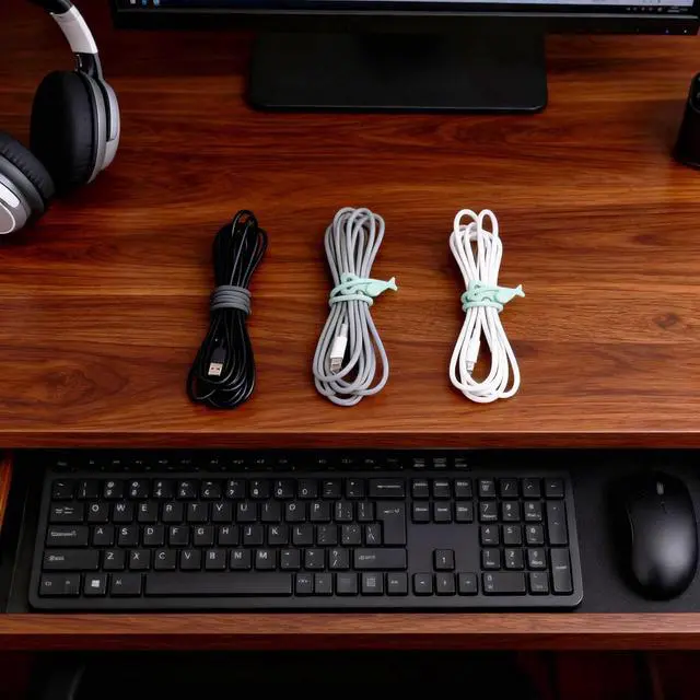 Alt view image 7 of 7 - 28 Pcs Silicone Cable Ties Reusable, Cable Cord Organizer Straps | 4 Color Cable Straps for Charging Wire, Computer Cords