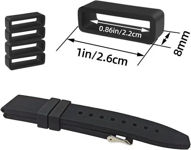 Alt view image 2 of 7 - yuntop 6 Pcs Watch Band Loop Holder Keeper for Resin Belt | Replacement Fastener Rings for Silicone Leather Rubber Watch Strap, Durable Fastener Retainer Size(22mm)